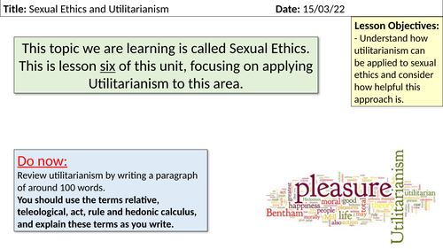 Sexual Ethics Utilitarianism Ocr Teaching Resources 