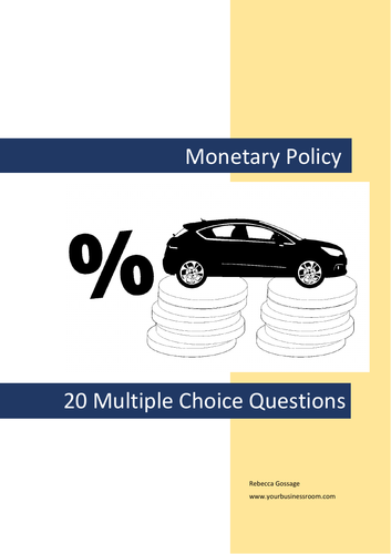Monetary Policy - 20 Multiple Choice Questions for Economics | Teaching ...