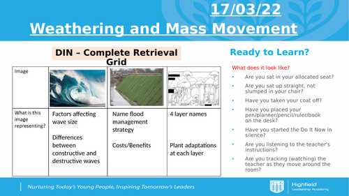 AQA Coasts - Weathering and Mass Movement