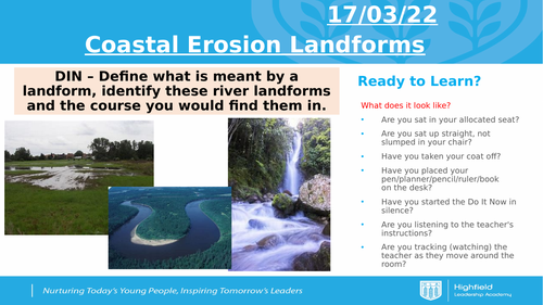 AQA Coasts - Coastal Erosion Landforms