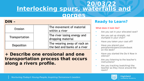 AQA Rivers - Interlocking Spurs, Waterfalls and Gorges