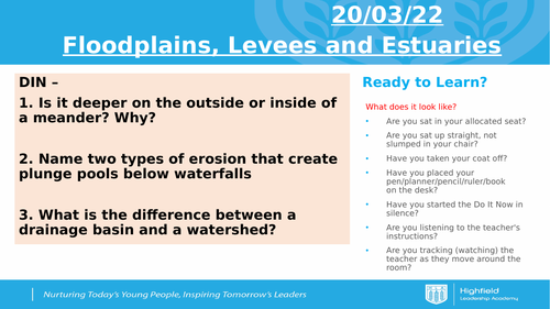 AQA Rivers - Floodplains, Levees and Estuaries