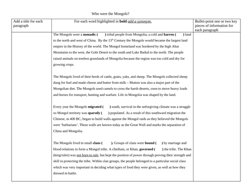 Genghis Khan and the Mongols Teaching Resources