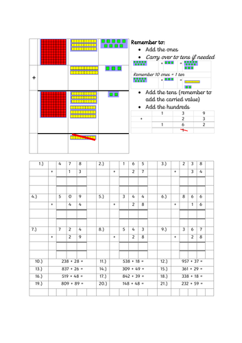 Y3 LKS2 Column Addition With Carrying Ones Teaching Resources