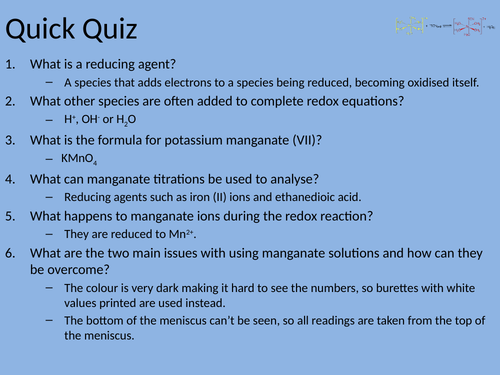 Transition Elements & Analysis Resources | Teaching Resources