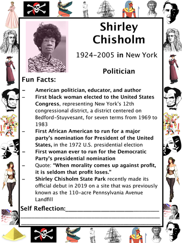 Shirley Chisholm PACKET &amp; ACTIVITIES, Important Historical Figures ...
