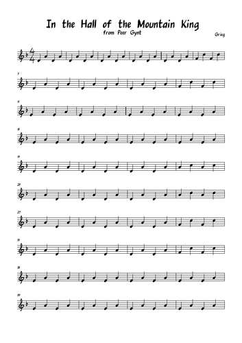 In the Hall of the Mountain King [Grieg] Boomwhacker Video and Sheet ...