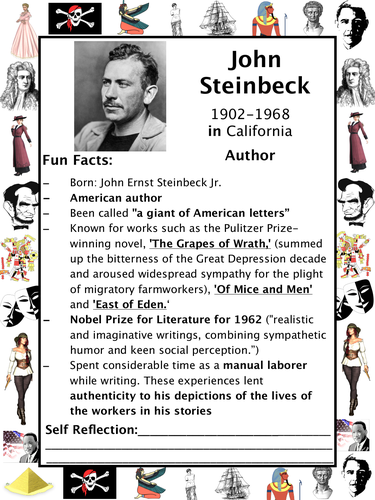 John Steinbeck PACKET & ACTIVITIES, Important Historical Figures Series ...