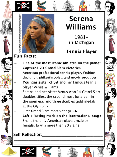 Serena Williams PACKET & ACTIVITIES, Important Historical Figures ...