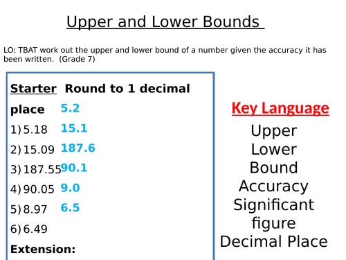 GCSE Higher Maths Upper & Lower Bounds Basic and in Context | Teaching ...