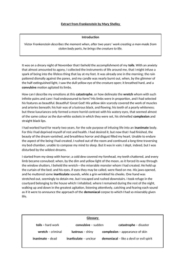 frankenstein grade 9 essay