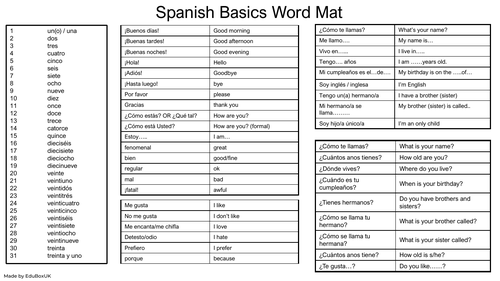 spanish-basics-word-mat-teaching-resources