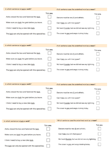 Verb And Noun Past Sats Questions 