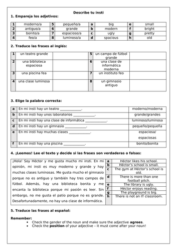 Viva 1 School - Mi insti (11 worksheets) Spanish KS3 | Teaching Resources