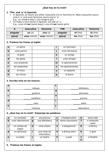 Viva 1 School - Mi insti (11 worksheets) Spanish KS3 | Teaching Resources