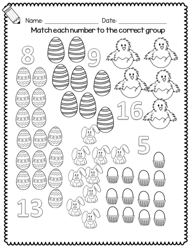 Kindergarten/Reception/Year 1 Easter counting Maths worksheets ...