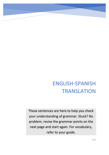 Translation booklet_GCSE _English to Spanish | Teaching Resources