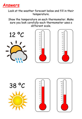 worksheets fill in the temperature