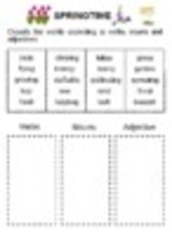 grammar classification of words to verbs nouns and adjectives teaching resources