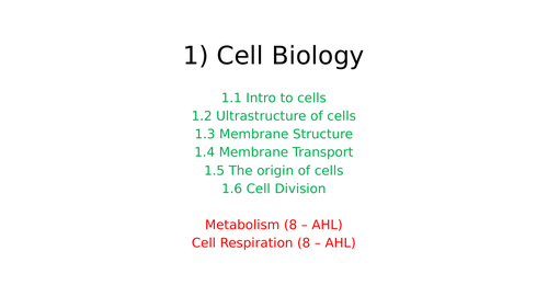 IB BIOLOGY TOPIC 1 - Cell Biology | Teaching Resources