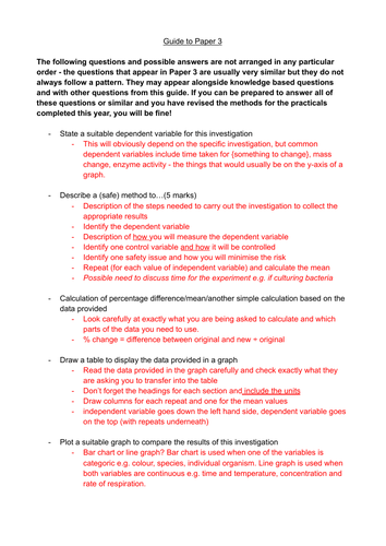 Edexcel IAL Biology Guide to Paper 3