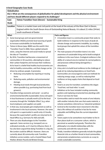 Edexcel A-Level Geography Globalisation Case Studies | Teaching Resources