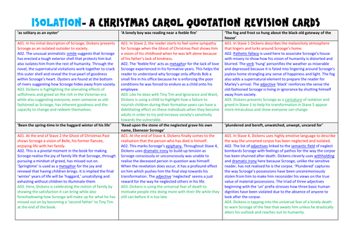 Isolation A Christmas Carol Revision Quotations Cards