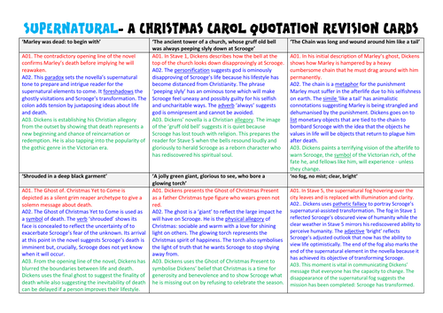 Supernatural A Christmas Carol Quotation Revision cards and sheets