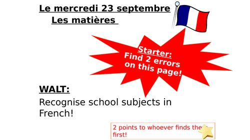 Les matières - Subjects in French | Teaching Resources