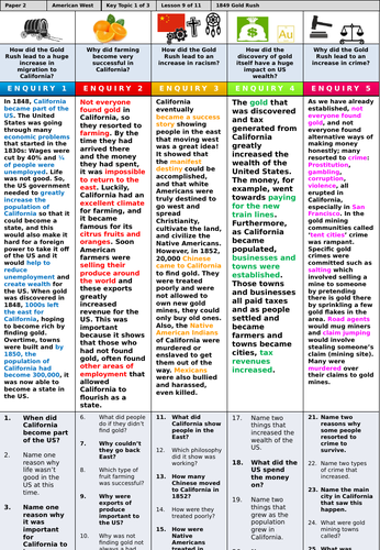 GCSE History: American West - Key Topic 1 | Teaching Resources