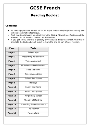 gcse-french-reading-exam-practice-topics-school-home-environment