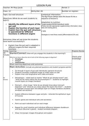 Gut wall structure (AS Level) Eduqas/WJEC (4. Adaptations for nutrition ...