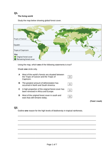 AQA GCSE Geography Revision Pack Paper 1 | Teaching Resources