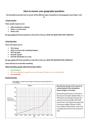 AQA GCSE Geography Revision Pack Paper 1 | Teaching Resources