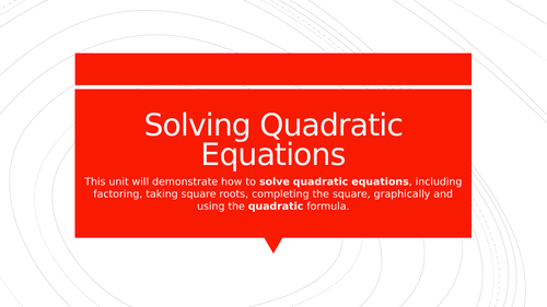 Quadratic Equations