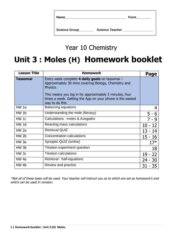GCSE CombSci/Chem : MOLES | Teaching Resources