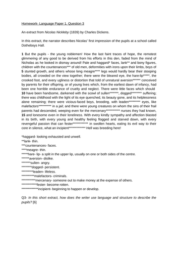 Mega bundle of Edexcel Language Paper 1, Question 3 exam style ...