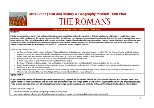 The Romans Medium Term Plan And Knowledge Organiser Teaching Resources 