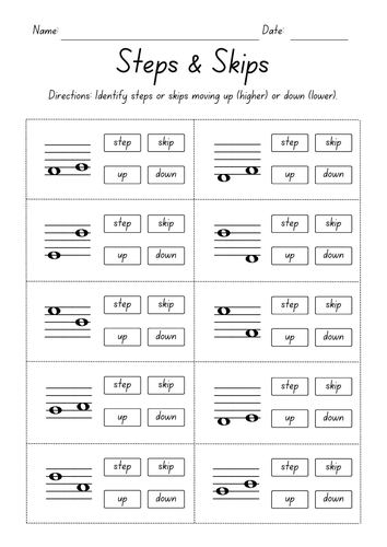 Steps & Skips Music Worksheets