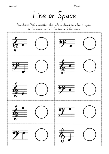Line or Space Music Worksheets