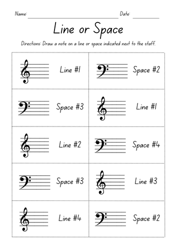 Line or Space Music Worksheets