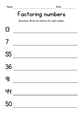 Factoring Worksheets - Test Prep