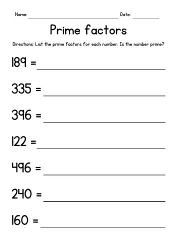 Prime Factors - 3-Digit Numbers