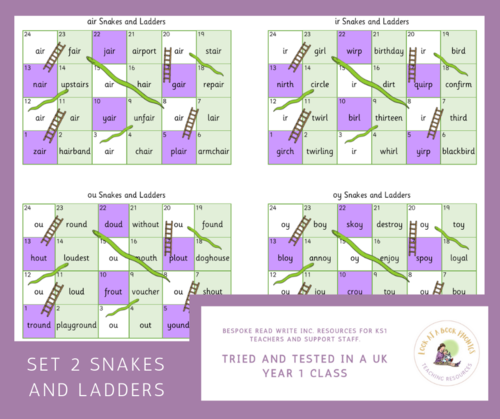 RWI Set 2 Individual Speed Sounds Snakes and Ladders - All RWI Green ...