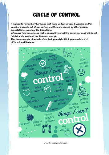 Circle of Control Printable Activity Sheet | Teaching Resources