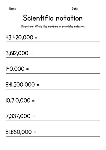 Writing Whole Numbers in Scientific Notation