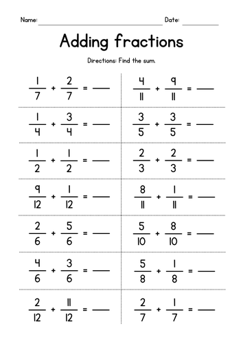 Adding Fractions with Like Denominators