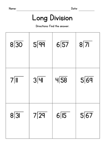 Dividing 2-Digit by 1-Digit Numbers (with remainder)