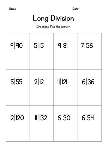 Division Facts - Long Division Worksheets