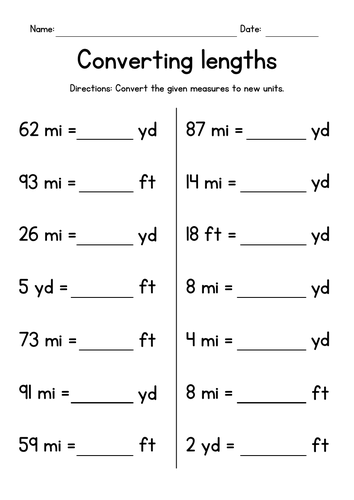 Converting Lengths (yards, feet, miles)